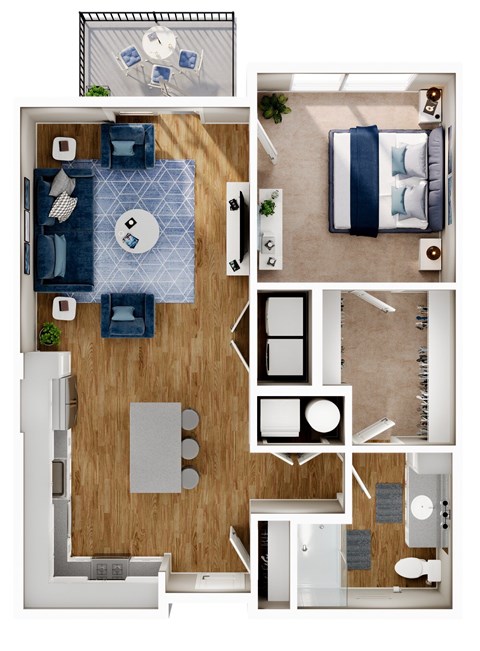 Floor plan for 1 bed, 1 bath, 825 sqft